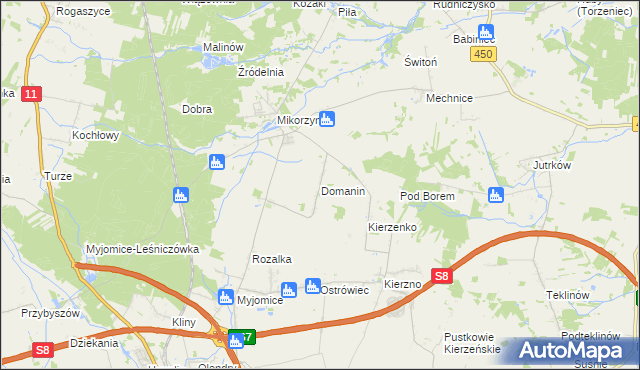 mapa Domanin gmina Kępno, Domanin gmina Kępno na mapie Targeo