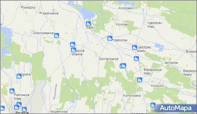 mapa Domanowice, Domanowice na mapie Targeo