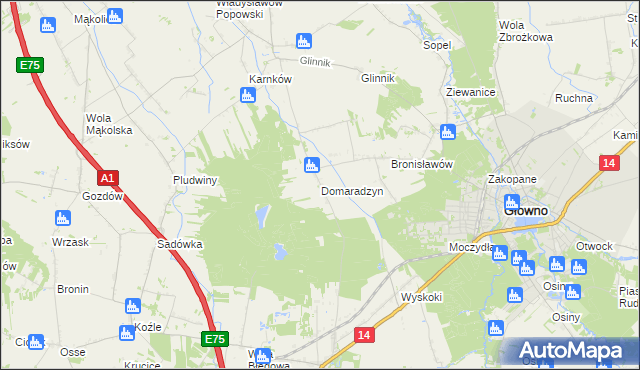 mapa Domaradzyn, Domaradzyn na mapie Targeo