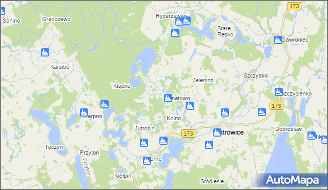 mapa Donatowo gmina Ostrowice, Donatowo gmina Ostrowice na mapie Targeo