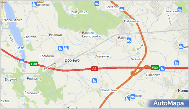 mapa Dopiewiec, Dopiewiec na mapie Targeo