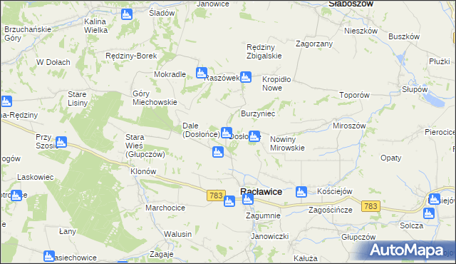 mapa Dosłońce, Dosłońce na mapie Targeo