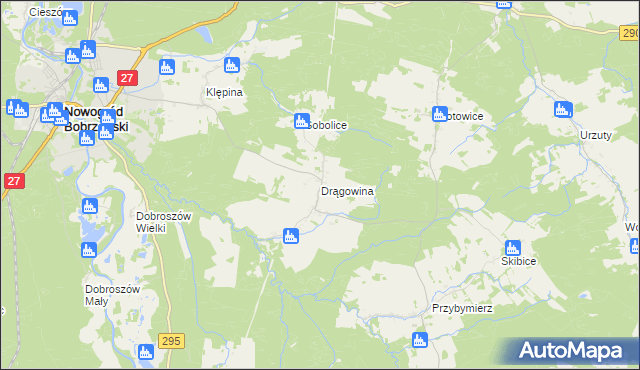 mapa Drągowina, Drągowina na mapie Targeo