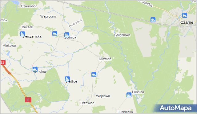 mapa Drawień, Drawień na mapie Targeo