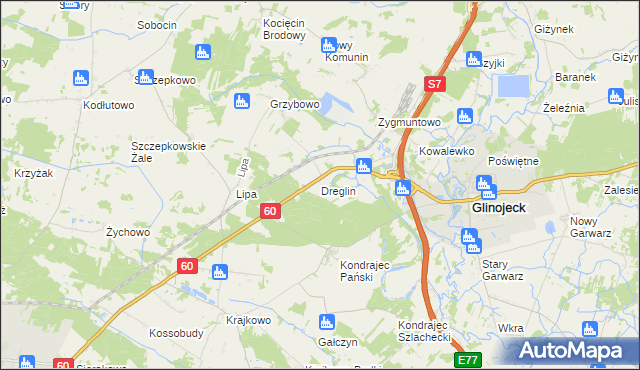 mapa Dreglin, Dreglin na mapie Targeo