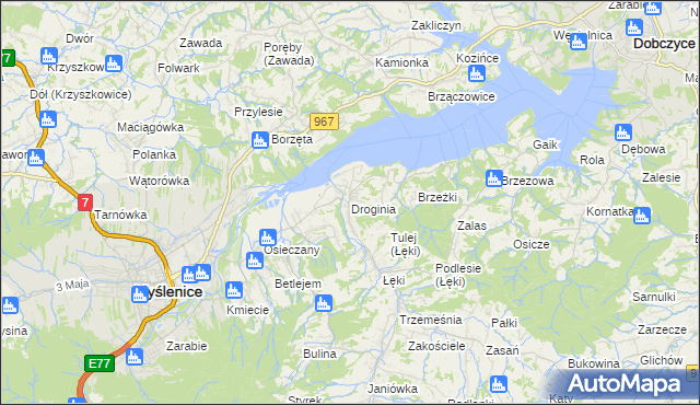 mapa Droginia, Droginia na mapie Targeo