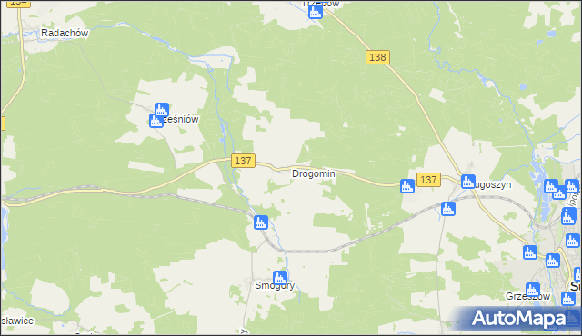 mapa Drogomin gmina Sulęcin, Drogomin gmina Sulęcin na mapie Targeo