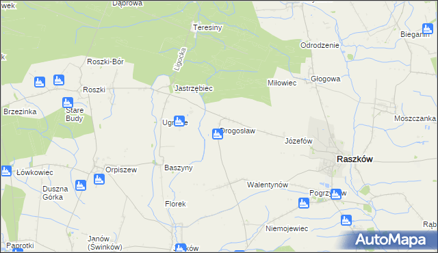 mapa Drogosław gmina Raszków, Drogosław gmina Raszków na mapie Targeo