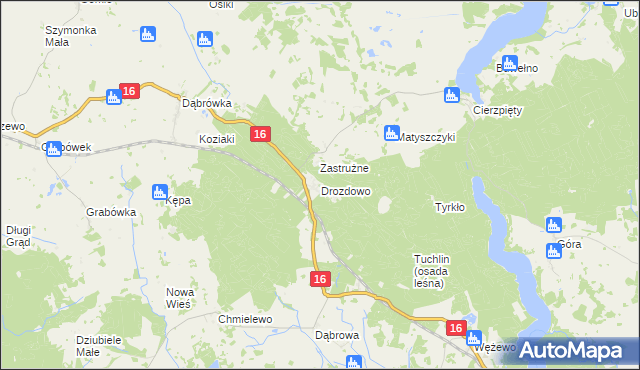 mapa Drozdowo gmina Orzysz, Drozdowo gmina Orzysz na mapie Targeo