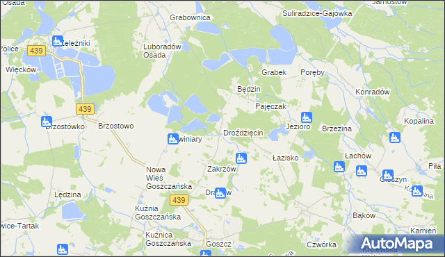 mapa Droździęcin, Droździęcin na mapie Targeo