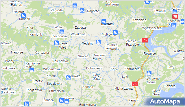 mapa Drużków Pusty, Drużków Pusty na mapie Targeo