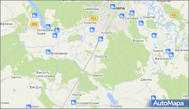 mapa Drużyna, Drużyna na mapie Targeo