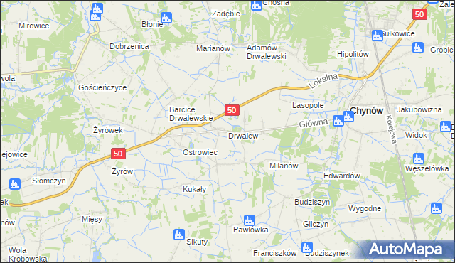 mapa Drwalew gmina Chynów, Drwalew gmina Chynów na mapie Targeo