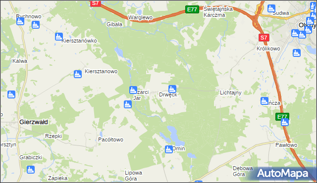 mapa Drwęck, Drwęck na mapie Targeo