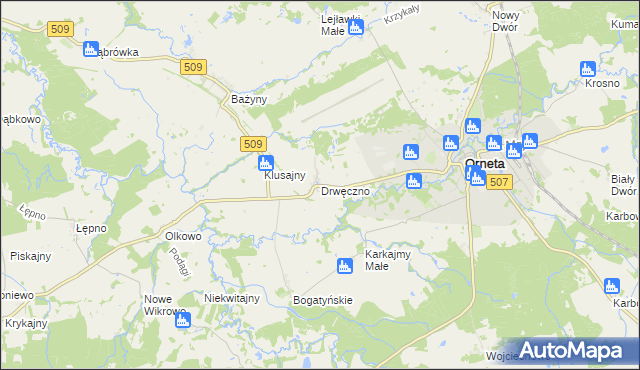 mapa Drwęczno, Drwęczno na mapie Targeo
