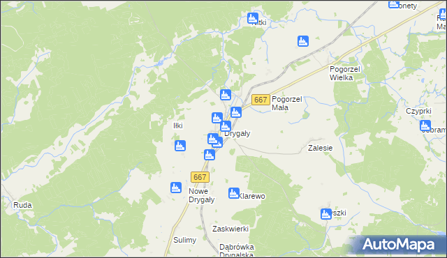 mapa Drygały, Drygały na mapie Targeo