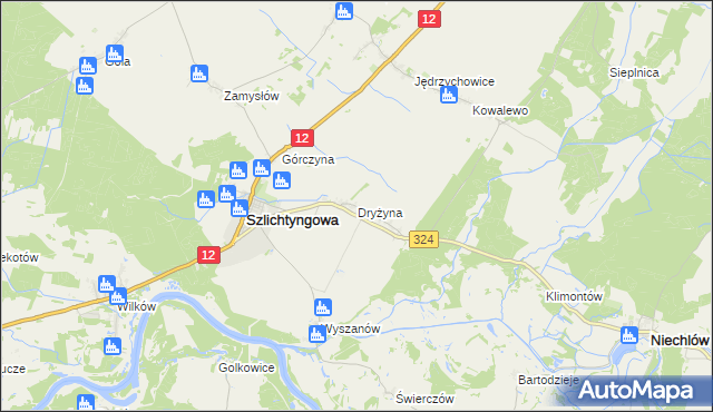 mapa Dryżyna, Dryżyna na mapie Targeo