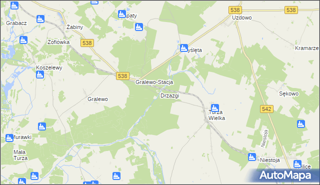 mapa Drzazgi gmina Działdowo, Drzazgi gmina Działdowo na mapie Targeo