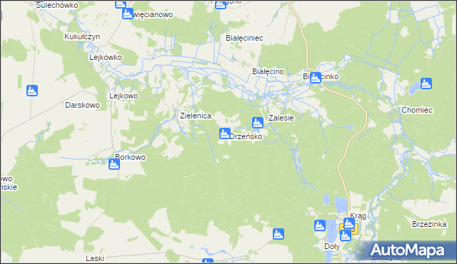 mapa Drzeńsko gmina Malechowo, Drzeńsko gmina Malechowo na mapie Targeo