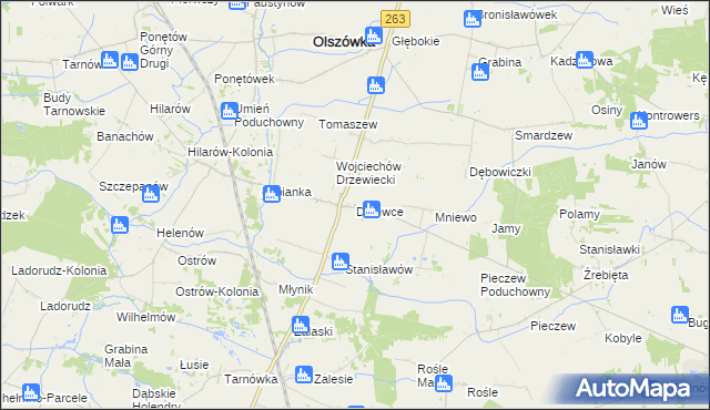 mapa Drzewce gmina Olszówka, Drzewce gmina Olszówka na mapie Targeo