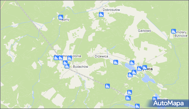 mapa Drzewica gmina Bytnica, Drzewica gmina Bytnica na mapie Targeo