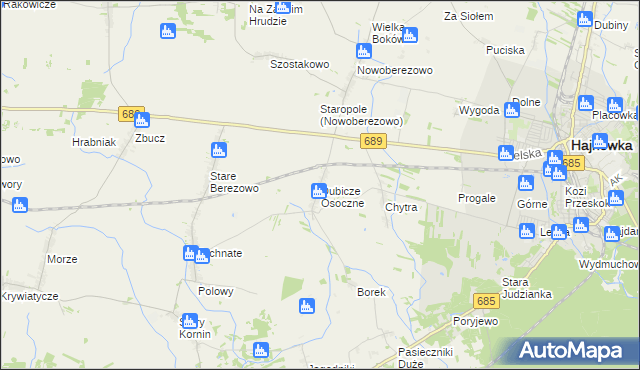 mapa Dubicze Osoczne, Dubicze Osoczne na mapie Targeo