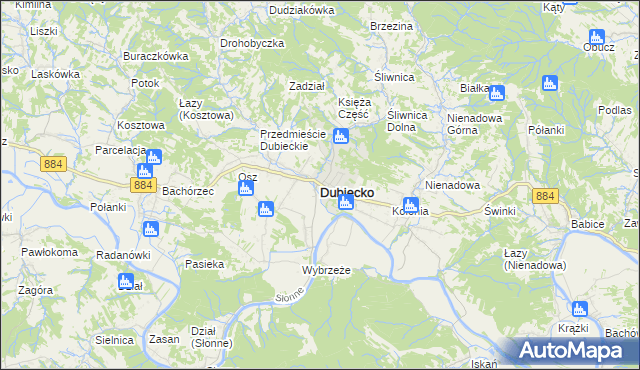 mapa Dubiecko, Dubiecko na mapie Targeo