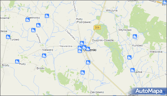 mapa Duszniki powiat szamotulski, Duszniki powiat szamotulski na mapie Targeo