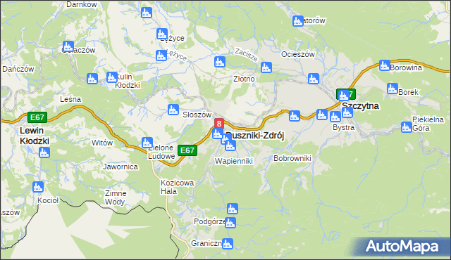 mapa Duszniki-Zdrój, Duszniki-Zdrój na mapie Targeo