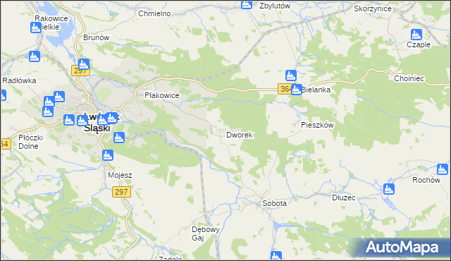 mapa Dworek gmina Lwówek Śląski, Dworek gmina Lwówek Śląski na mapie Targeo