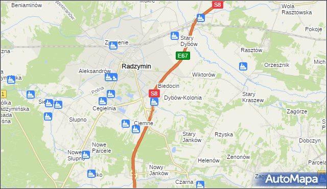 mapa Dybów-Kolonia, Dybów-Kolonia na mapie Targeo