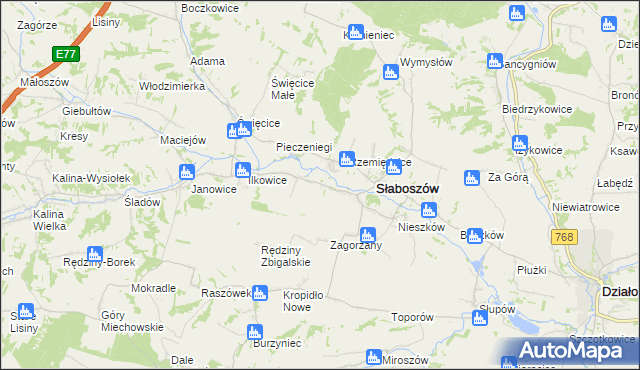 mapa Dziaduszyce, Dziaduszyce na mapie Targeo