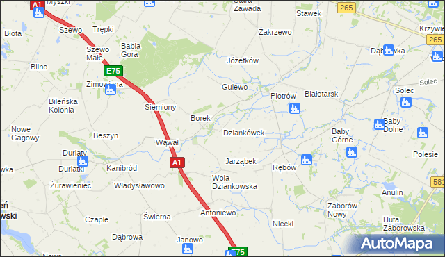 mapa Dziankówek, Dziankówek na mapie Targeo