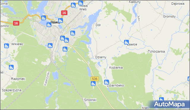 mapa Dziarny, Dziarny na mapie Targeo