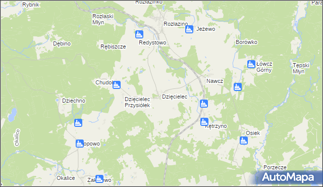 mapa Dzięcielec, Dzięcielec na mapie Targeo