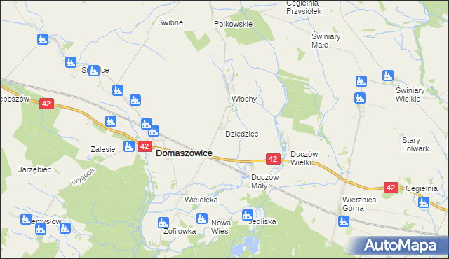 mapa Dziedzice gmina Domaszowice, Dziedzice gmina Domaszowice na mapie Targeo