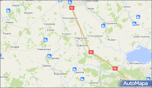 mapa Dziękonie, Dziękonie na mapie Targeo