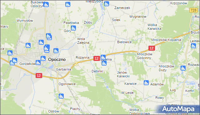 mapa Dzielna gmina Opoczno, Dzielna gmina Opoczno na mapie Targeo