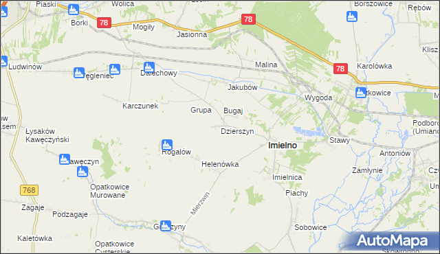 mapa Dzierszyn, Dzierszyn na mapie Targeo