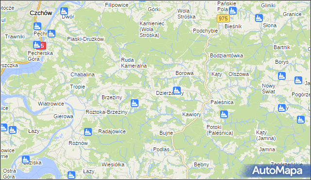 mapa Dzierżaniny, Dzierżaniny na mapie Targeo