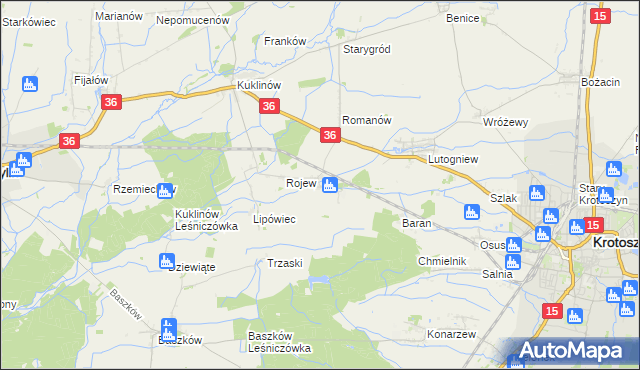 mapa Dzierżanów gmina Krotoszyn, Dzierżanów gmina Krotoszyn na mapie Targeo