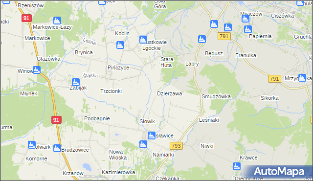 mapa Dzierżawa, Dzierżawa na mapie Targeo