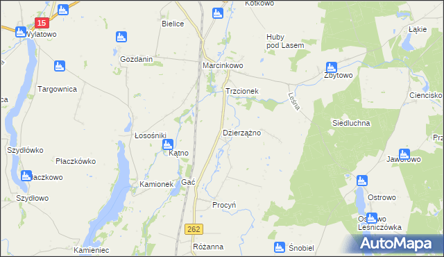 mapa Dzierzążno, Dzierzążno na mapie Targeo