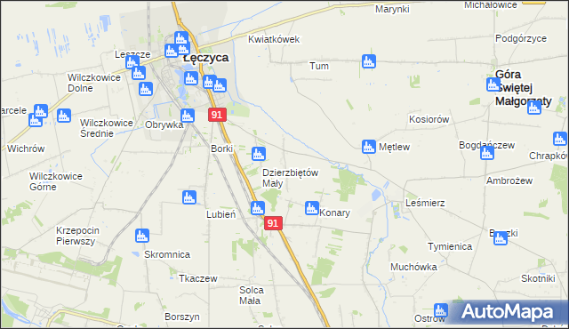 mapa Dzierzbiętów Duży, Dzierzbiętów Duży na mapie Targeo