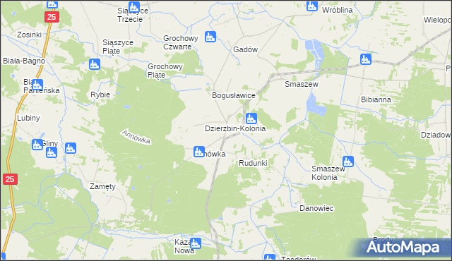 mapa Dzierzbin, Dzierzbin na mapie Targeo