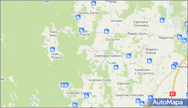 mapa Dzierzęga-Nadbory, Dzierzęga-Nadbory na mapie Targeo