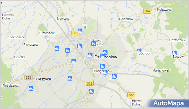 mapa Dzierżoniów, Dzierżoniów na mapie Targeo