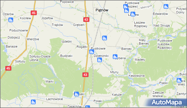 mapa Dzietrzniki, Dzietrzniki na mapie Targeo