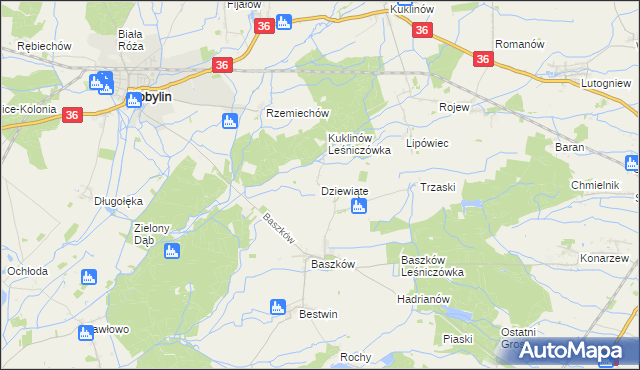 mapa Dziewiąte, Dziewiąte na mapie Targeo