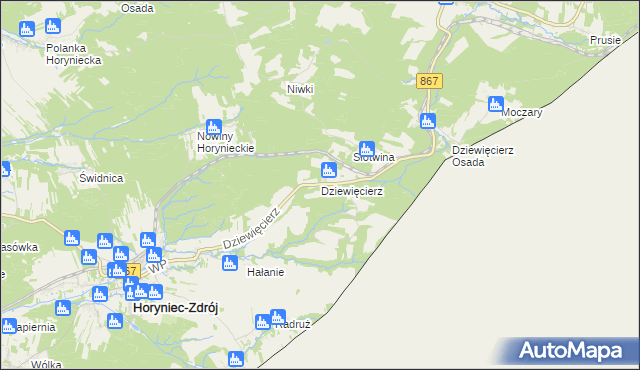 mapa Dziewięcierz, Dziewięcierz na mapie Targeo